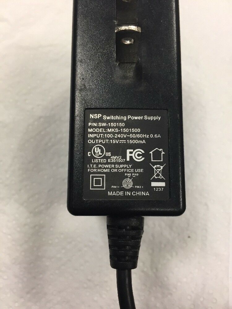 New NSP 15V 1.5A SW-150150 MKS-1501500 Switching Power Supply AC Unit Adapter Cord